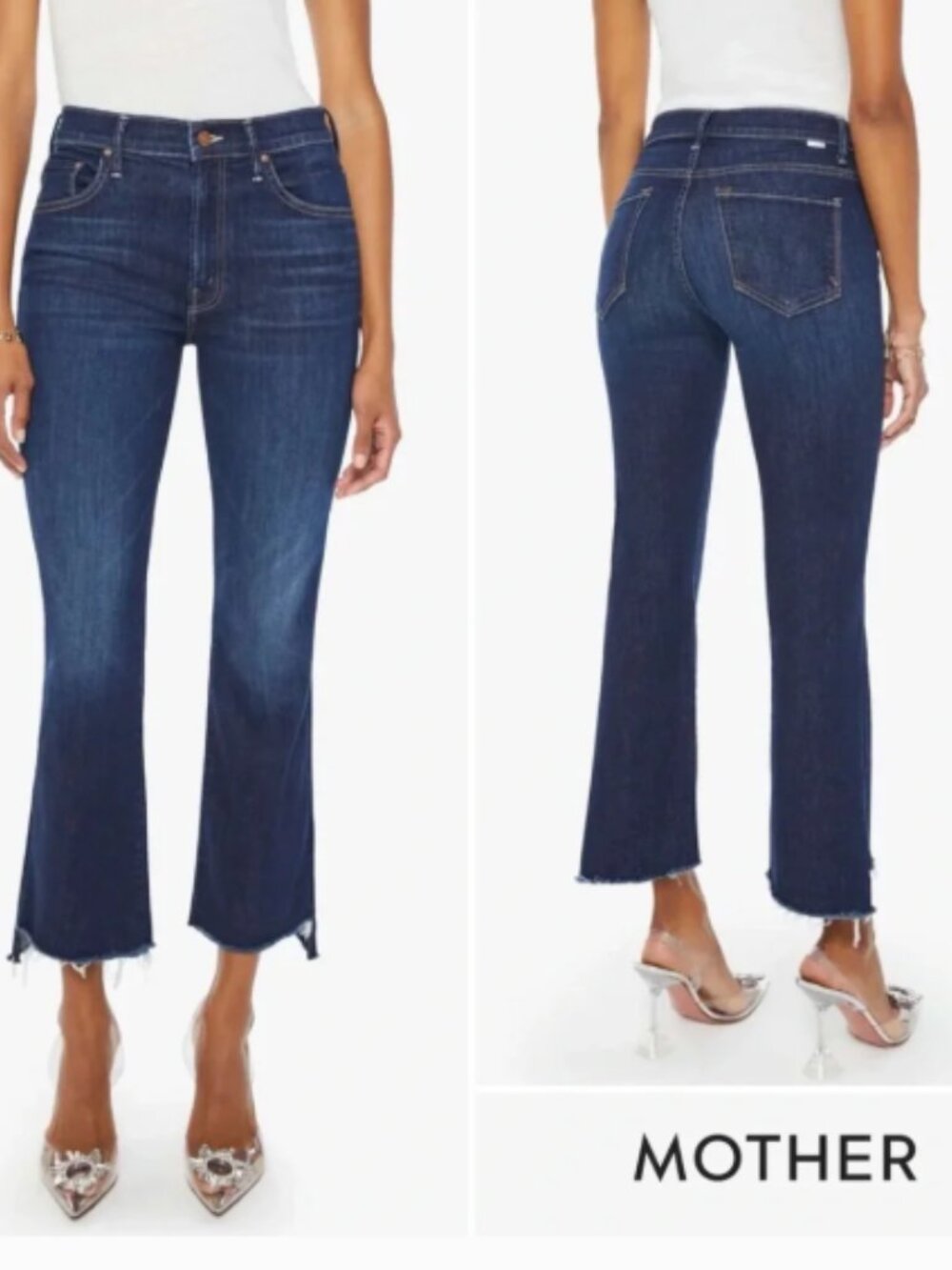 MOTHER Insider Crop Step Fray Jeans Off Limits Dark Wash Size 26